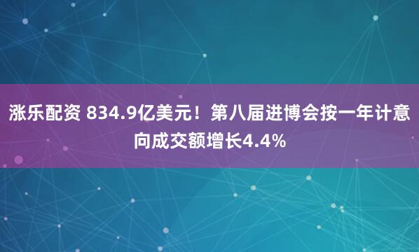 涨乐配资 834.9亿美元！第八届进博会按一年计意向成交额增长4.4%