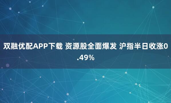 双融优配APP下载 资源股全面爆发 沪指半日收涨0.49%