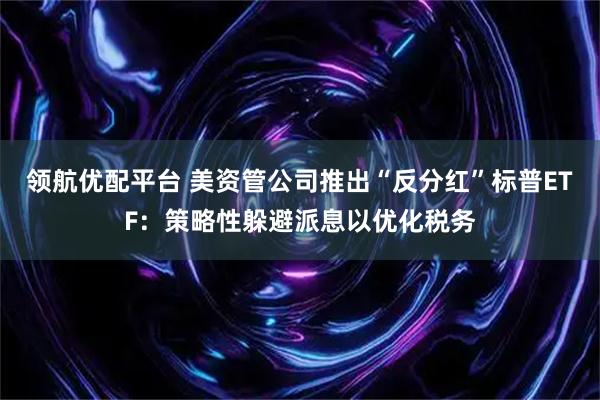 领航优配平台 美资管公司推出“反分红”标普ETF:策略性躲避派息以优化税务
